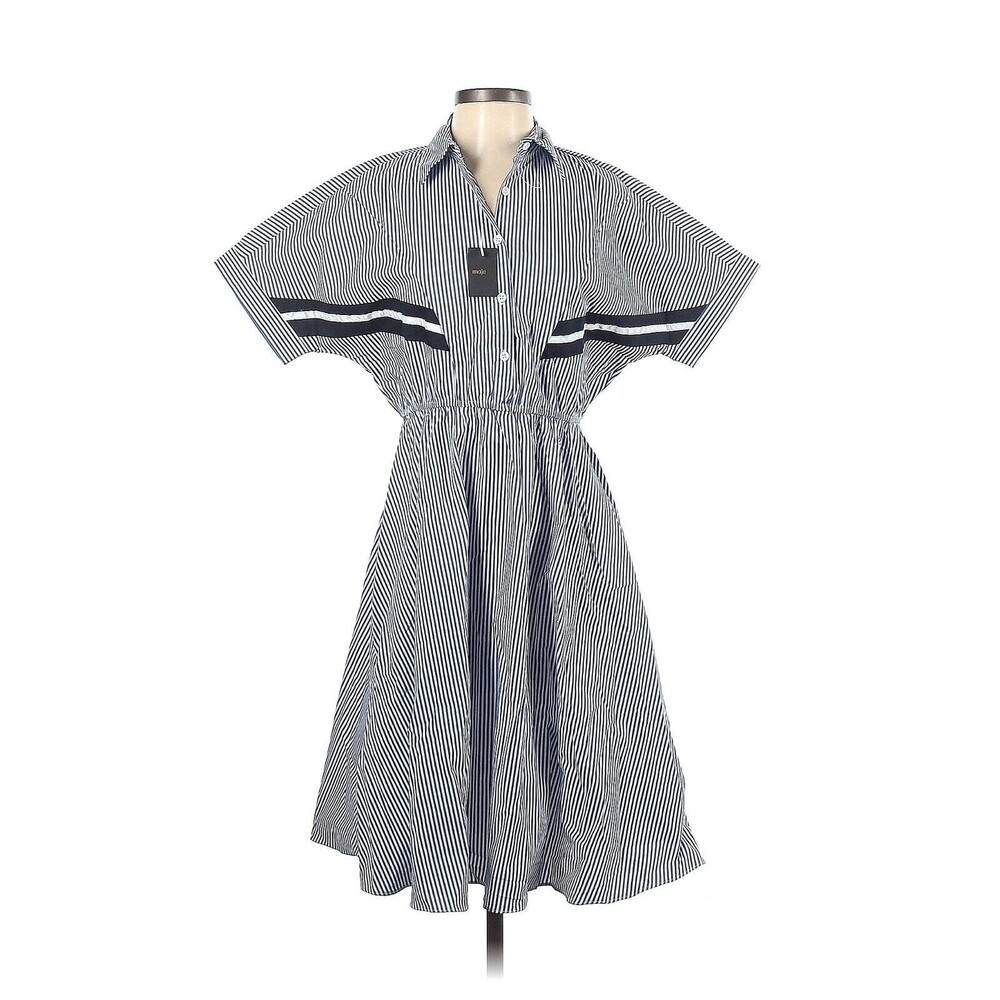 MAJE Navy White Stripe Shirt Dress - 1 (Small)